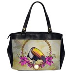 Cute Funny Coutan With Flowers Oversize Office Handbag (2 Sides) Back