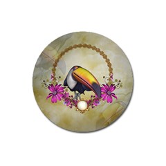 Cute Funny Coutan With Flowers Magnet 3  (round) by FantasyWorld7