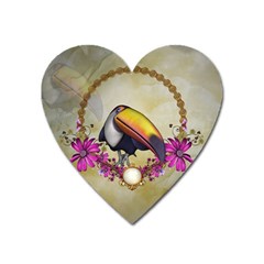 Cute Funny Coutan With Flowers Heart Magnet by FantasyWorld7