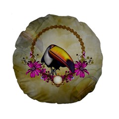 Cute Funny Coutan With Flowers Standard 15  Premium Flano Round Cushions by FantasyWorld7