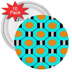 Octagon Blue 2 3  Buttons (10 Pack) 