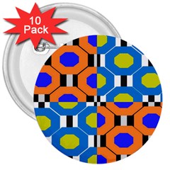 Octagon Orange 3  Buttons (10 Pack) 