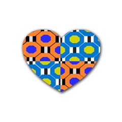 Octagon Orange Rubber Coaster (heart) 