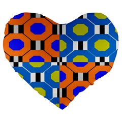 Octagon Orange Large 19  Premium Flano Heart Shape Cushions by impacteesstreetwear