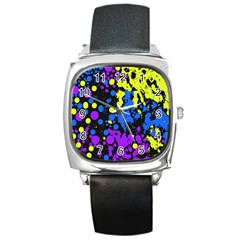 Painted Design 5 Square Metal Watch by impacteesstreetweartwo