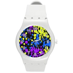 Painted Design 5 Round Plastic Sport Watch (m) by impacteesstreetweartwo