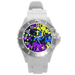 Painted Design 5 Round Plastic Sport Watch (l) by impacteesstreetweartwo