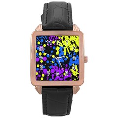 Painted Design 5 Rose Gold Leather Watch  by impacteesstreetweartwo