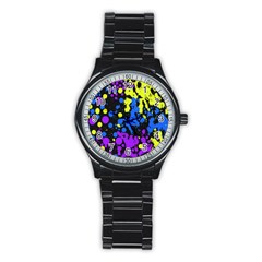 Painted Design 5 Stainless Steel Round Watch by impacteesstreetweartwo