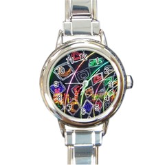 Dragon Lights Round Italian Charm Watch by Riverwoman