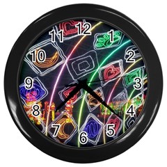 Dragon Lights Wall Clock (black) by Riverwoman