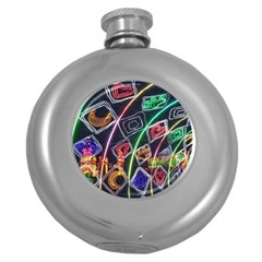 Dragon Lights Round Hip Flask (5 Oz) by Riverwoman