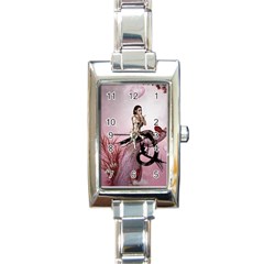 Wonderful Dark Mermaid Sitting On A Tree Rectangle Italian Charm Watch by FantasyWorld7