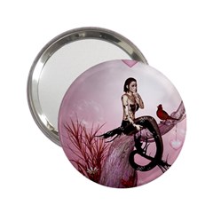 Wonderful Dark Mermaid Sitting On A Tree 2 25  Handbag Mirrors by FantasyWorld7