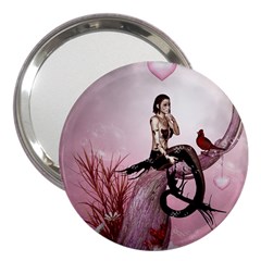 Wonderful Dark Mermaid Sitting On A Tree 3  Handbag Mirrors by FantasyWorld7