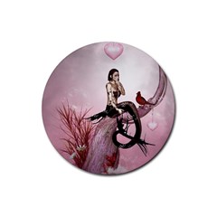 Wonderful Dark Mermaid Sitting On A Tree Rubber Coaster (round)  by FantasyWorld7