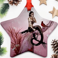 Wonderful Dark Mermaid Sitting On A Tree Star Ornament (two Sides) by FantasyWorld7