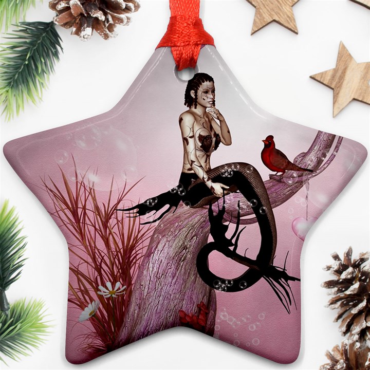 Wonderful Dark Mermaid Sitting On A Tree Star Ornament (Two Sides)