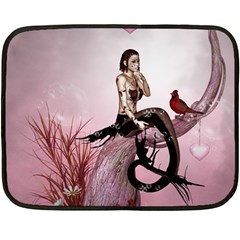 Wonderful Dark Mermaid Sitting On A Tree Fleece Blanket (mini) by FantasyWorld7