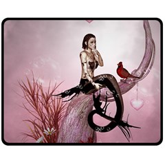 Wonderful Dark Mermaid Sitting On A Tree Fleece Blanket (medium)  by FantasyWorld7