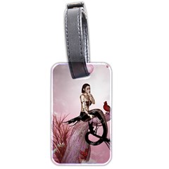 Wonderful Dark Mermaid Sitting On A Tree Luggage Tag (two Sides) by FantasyWorld7