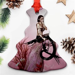 Wonderful Dark Mermaid Sitting On A Tree Christmas Tree Ornament (two Sides) by FantasyWorld7