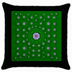 Stars Of Bleeding Hearts In Green Throw Pillow Case (black) by pepitasart