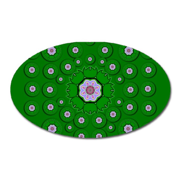 Stars Of Bleeding Hearts In Green Oval Magnet