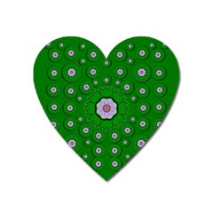 Stars Of Bleeding Hearts In Green Heart Magnet by pepitasart