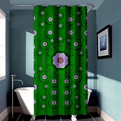 Stars Of Bleeding Hearts In Green Shower Curtain 36  X 72  (stall)  by pepitasart