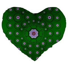 Stars Of Bleeding Hearts In Green Large 19  Premium Heart Shape Cushions by pepitasart