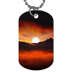 Sunset Sun Light Landscape Dog Tag (two Sides) by Pakrebo