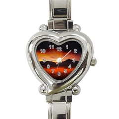 Sunset Sun Light Landscape Heart Italian Charm Watch by Pakrebo