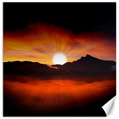 Sunset Sun Light Landscape Canvas 16  X 16  by Pakrebo