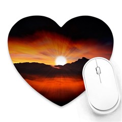 Sunset Sun Light Landscape Heart Mousepads by Pakrebo