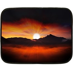 Sunset Sun Light Landscape Double Sided Fleece Blanket (mini)  by Pakrebo