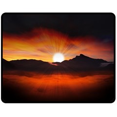 Sunset Sun Light Landscape Double Sided Fleece Blanket (medium)  by Pakrebo