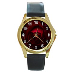 Rose Art Beautiful Beauty Bloom Round Gold Metal Watch by Pakrebo