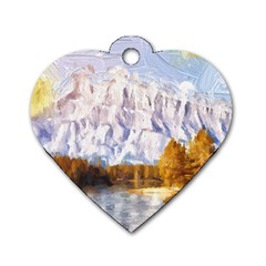 Painting Paint Landscape Nature Dog Tag Heart (one Side) by Pakrebo