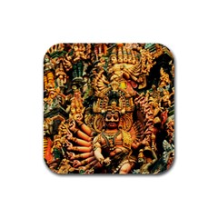 Sculpture Art Temple Tower Rubber Square Coaster (4 Pack)  by Pakrebo