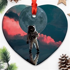 Astronaut Moon Space Planet Ornament (heart) by Pakrebo