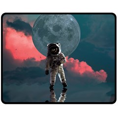 Astronaut Moon Space Planet Fleece Blanket (medium)  by Pakrebo