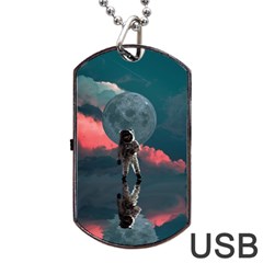 Astronaut Moon Space Planet Dog Tag Usb Flash (two Sides) by Pakrebo