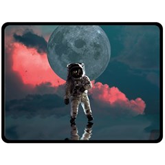 Astronaut Moon Space Planet Double Sided Fleece Blanket (large)  by Pakrebo