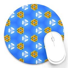 Pattern Sequence Motif Design Plan Flowers Round Mousepads by Pakrebo