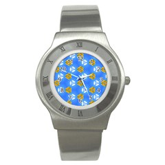 Pattern Sequence Motif Design Plan Flowers Stainless Steel Watch by Pakrebo