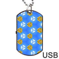 Pattern Sequence Motif Design Plan Flowers Dog Tag Usb Flash (one Side) by Pakrebo