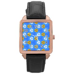 Pattern Sequence Motif Design Plan Flowers Rose Gold Leather Watch  by Pakrebo