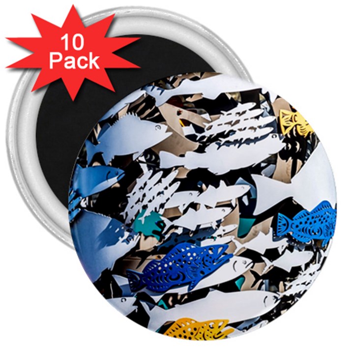 Art Fish Salmon Sydney Metal 3  Magnets (10 pack) 