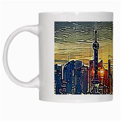 City Metro Pole Buildings White Mugs